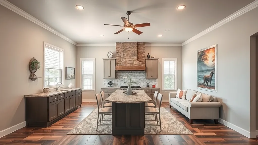 Home Remodeling in Cedar Valley, TX showcasing modern kitchen and living room renovations.
