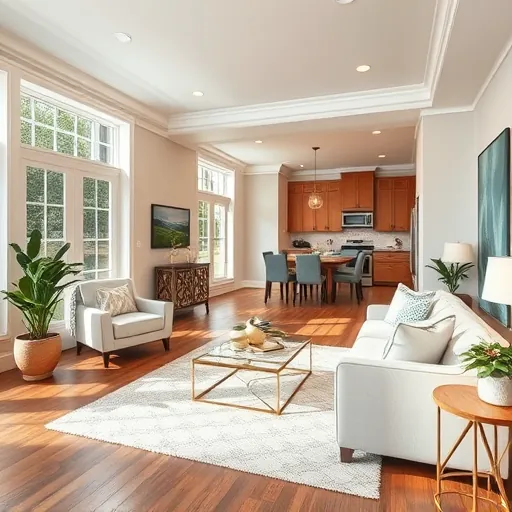 Beautifully remodeled living room in Travis Country TX with open floor plan, modern decor, and warm natural light.