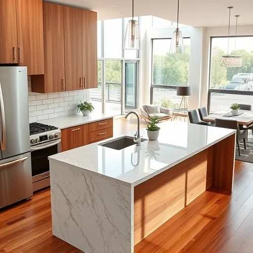 Newly remodeled kitchen in Windsor Park TX with granite countertops, stainless steel appliances, and hardwood floors.