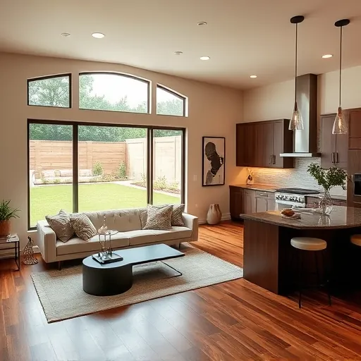 Modern living room in Circle C Ranch TX featuring hardwood floors, stylish furniture, and natural light highlighting elegance.