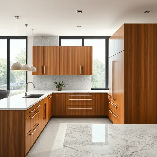 Freshly installed custom wooden kitchen cabinets with granite countertops in a modern Austin Texas home showing craftsmanship and elegant design
