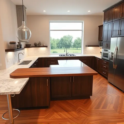 Remodeled Clarksville TX kitchen featuring dark wood cabinets, granite countertops, stainless steel appliances, and natural light