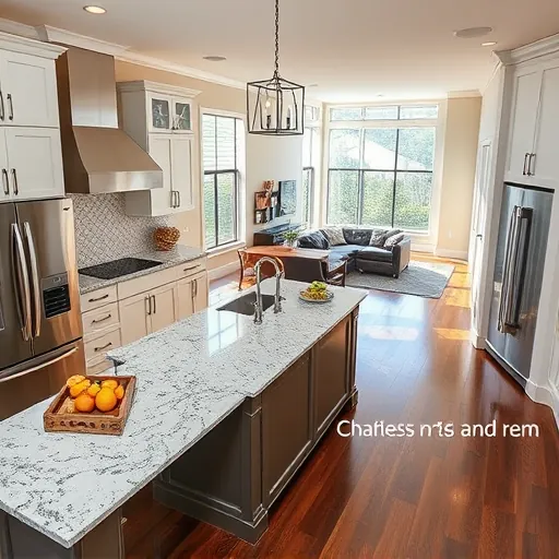 Remodeled West Lake Hills kitchen with granite counters stainless steel appliances custom cabinetry and hardwood floors
