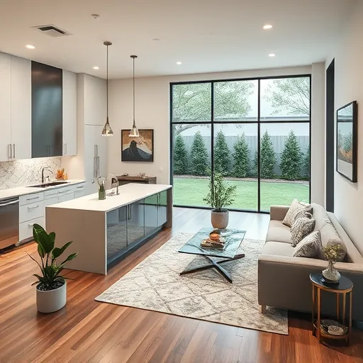 Modern living space in Windsor Park TX with open-concept kitchen and living area featuring elegant finishes and natural light.