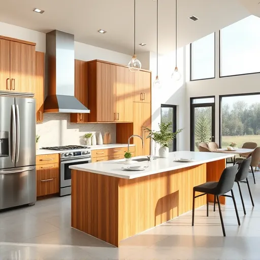 Recently remodeled Sunset Valley Texas kitchen with modern wood cabinetry, stainless steel appliances, quartz countertops, and natural light