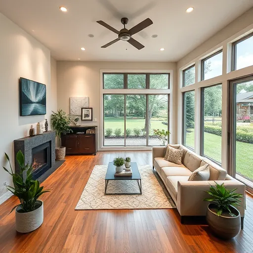 Renovated living room in Mueller TX with stylish furnishings, natural light, and Texas landscape views.