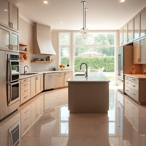 Remodeled Windsor Park TX kitchen with sleek cabinets granite countertops stainless steel appliances spacious layout and lush backyard view