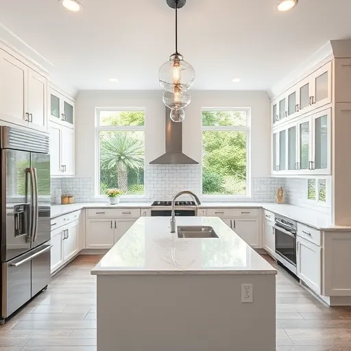 Renovated kitchen in Rollingwood TX with quartz countertops, stainless steel appliances, and bright natural lighting.