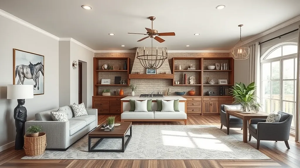 Home Remodeling in Driftwood TX showcasing a modern kitchen and open living space.