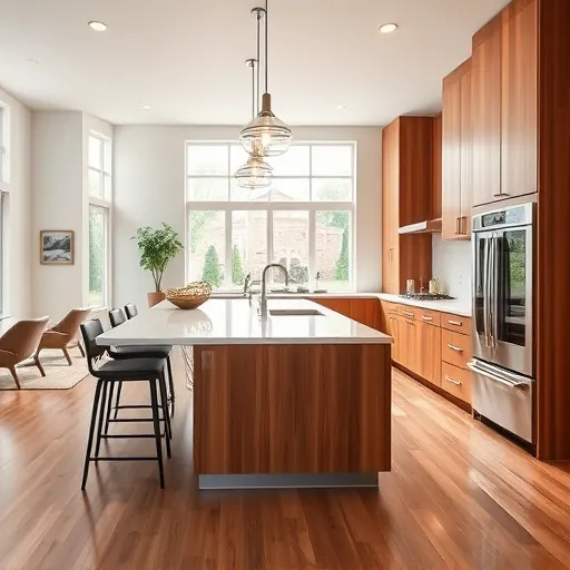 Remodeled kitchen in Lakeway TX with warm wood cabinetry, quartz countertops, and stainless steel appliances, bright and inviting.