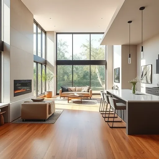 Home remodeled living space in Austin TX showcasing modern design, elegant finishes, and spacious layout.