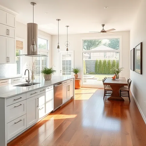 Modern kitchen remodel in Oak Hill, TX with white cabinetry, quartz countertops, and cozy dining area, bright herbs add color.