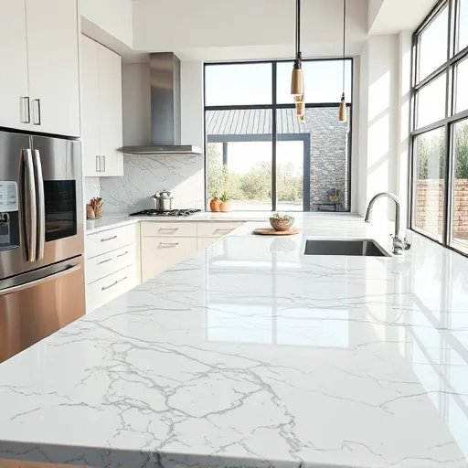 Completed modern Austin kitchen with sleek granite or quartz countertop, minimalist cabinetry, stainless steel appliances, and natural light highlighting craftsmanship