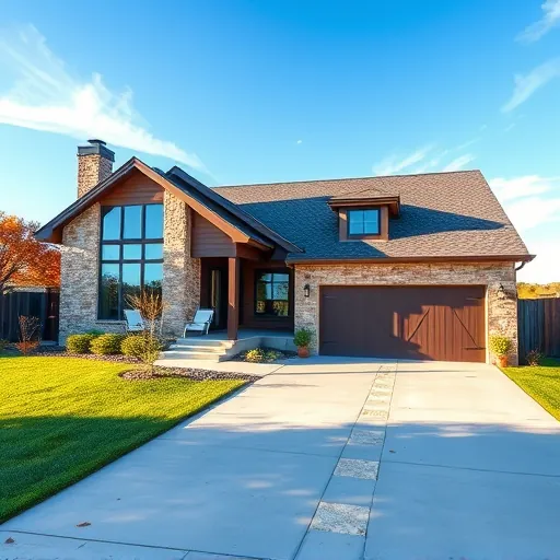 Completed home remodel in Falconhead TX with natural stone, wood siding, landscaped yard, and inviting porch.