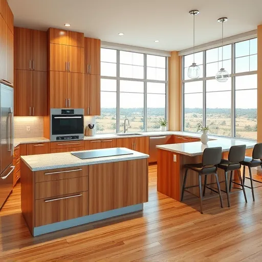 Renovated kitchen in Driftwood, TX with modern cabinetry, granite countertops, stainless steel appliances, and natural light.