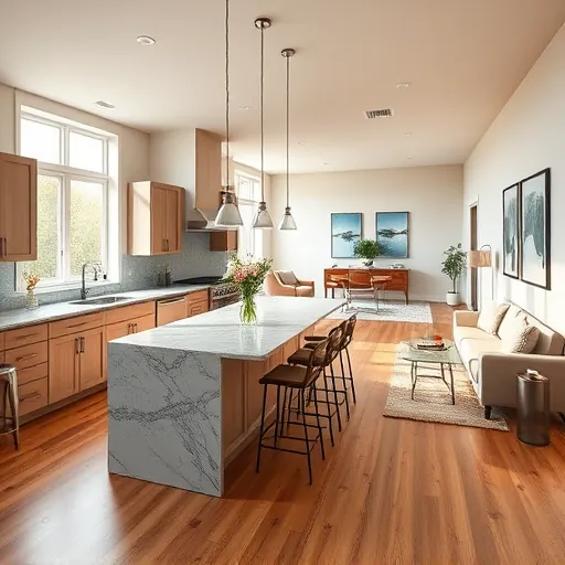 Modern kitchen in Brentwood TX featuring granite countertops, elegant cabinetry, and natural light illuminating the decor.