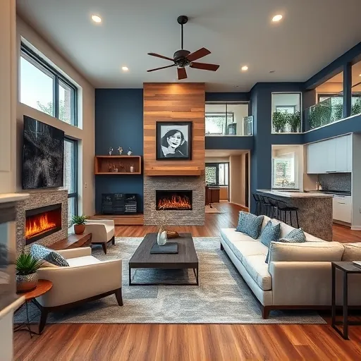 Beautifully renovated living room in Circle C Ranch TX with modern finishes, large windows, and stylish furniture.
