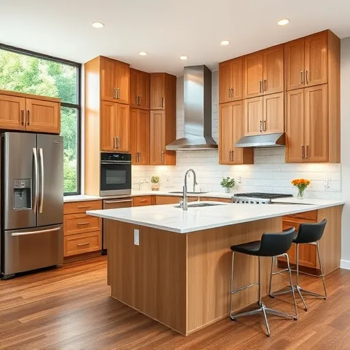 Freshly remodeled kitchen in Spicewood TX with modern cabinetry, quartz countertops, stainless steel appliances, and hardwood flooring.