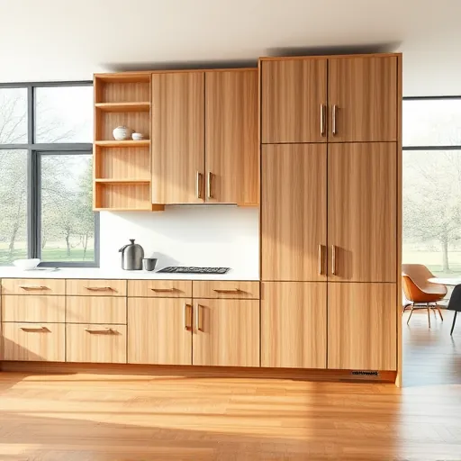 New custom wooden kitchen cabinets in Austin TX with sleek design and polished finish in a bright modern space