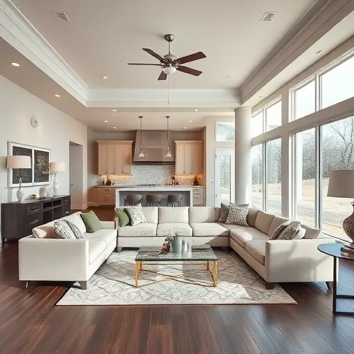 Home remodel in Rough Hollow TX featuring a transformed living room, gourmet kitchen, and modern decor.