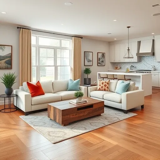 Spacious modern living room in Clarksville TX, featuring sleek furniture, natural light, and elegant decor.