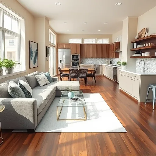 Completed home remodeling project in Clarksville TX featuring open-concept living area with modern furnishings and decor.