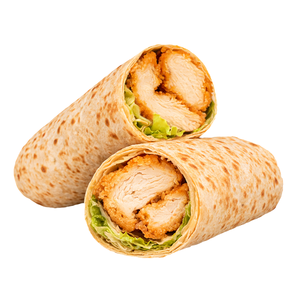 Chicken wrap with mayo and iceberg lettuce