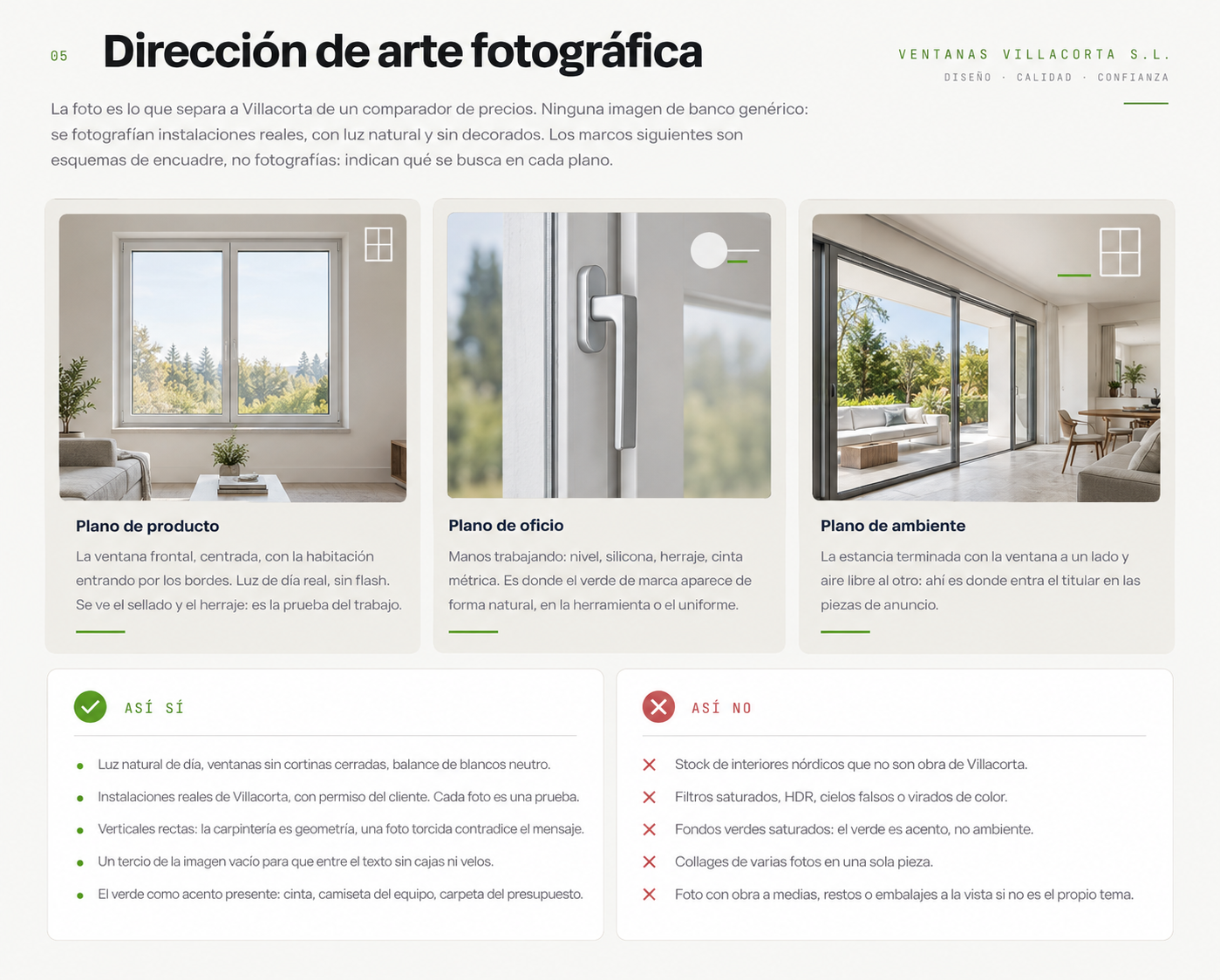Los tres planos de la dirección de arte —producto, oficio y ambiente— con las listas de así sí y así no