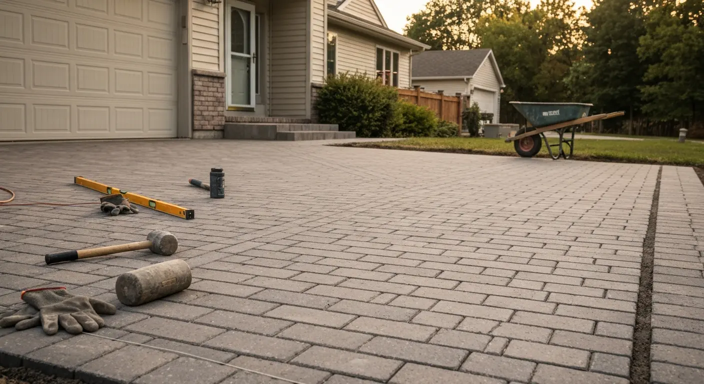 Paver driveway installation