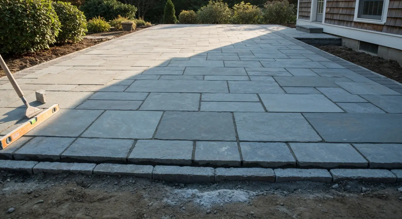 Stone patio installation