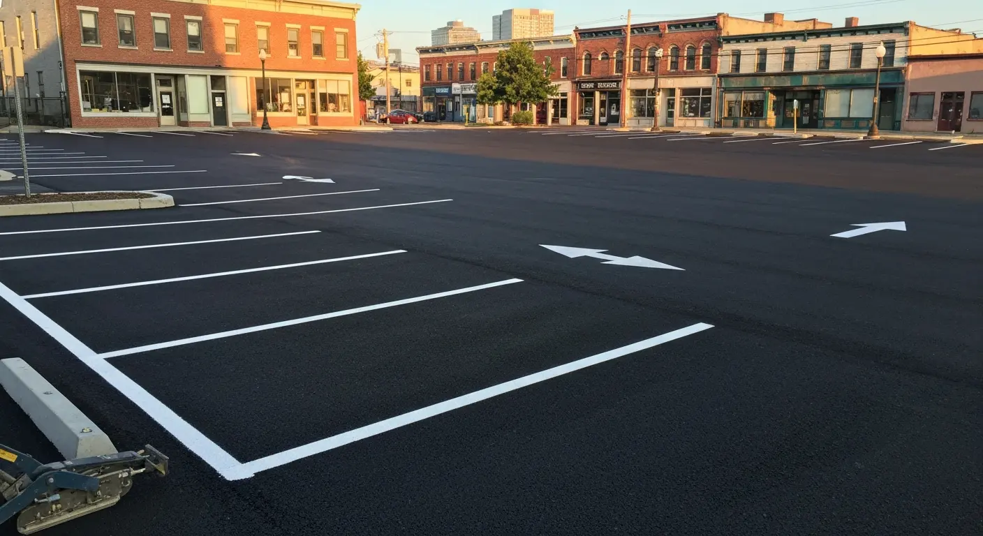 Commercial parking lot paving project in Meriden