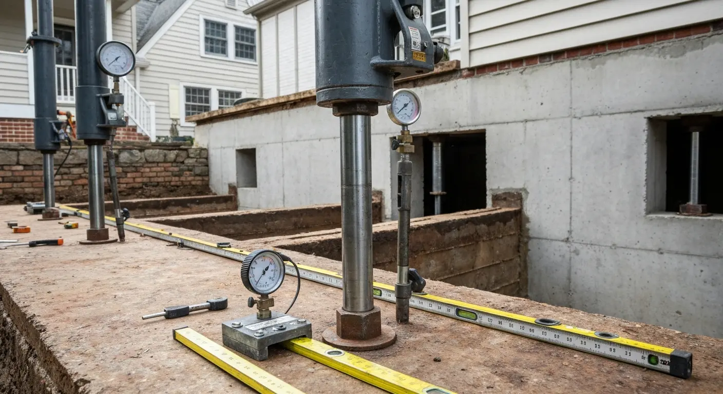 Foundation leveling project in Meriden