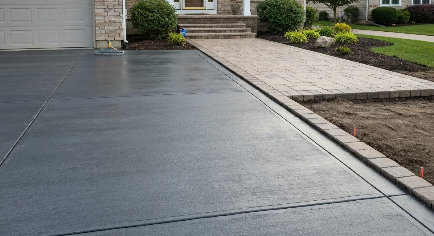 Paved driveway entrance