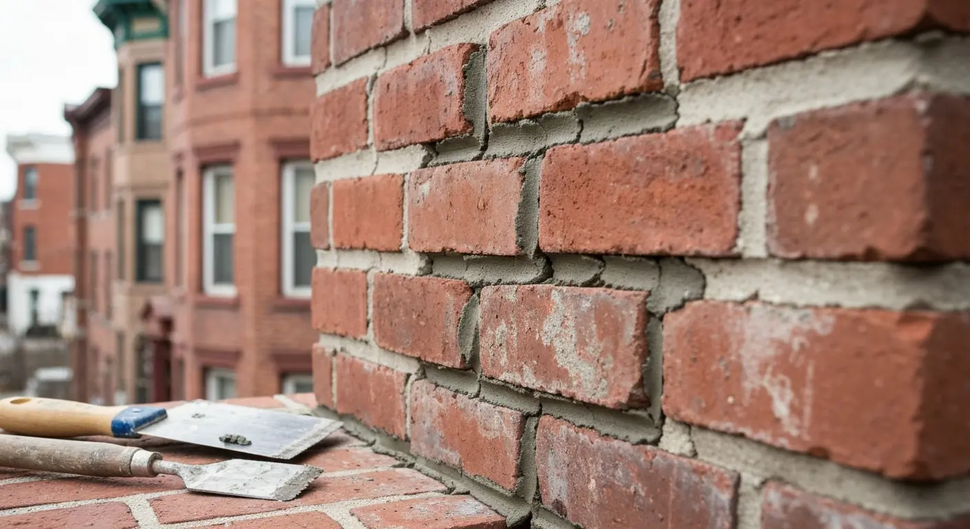 Tuckpointing masonry work