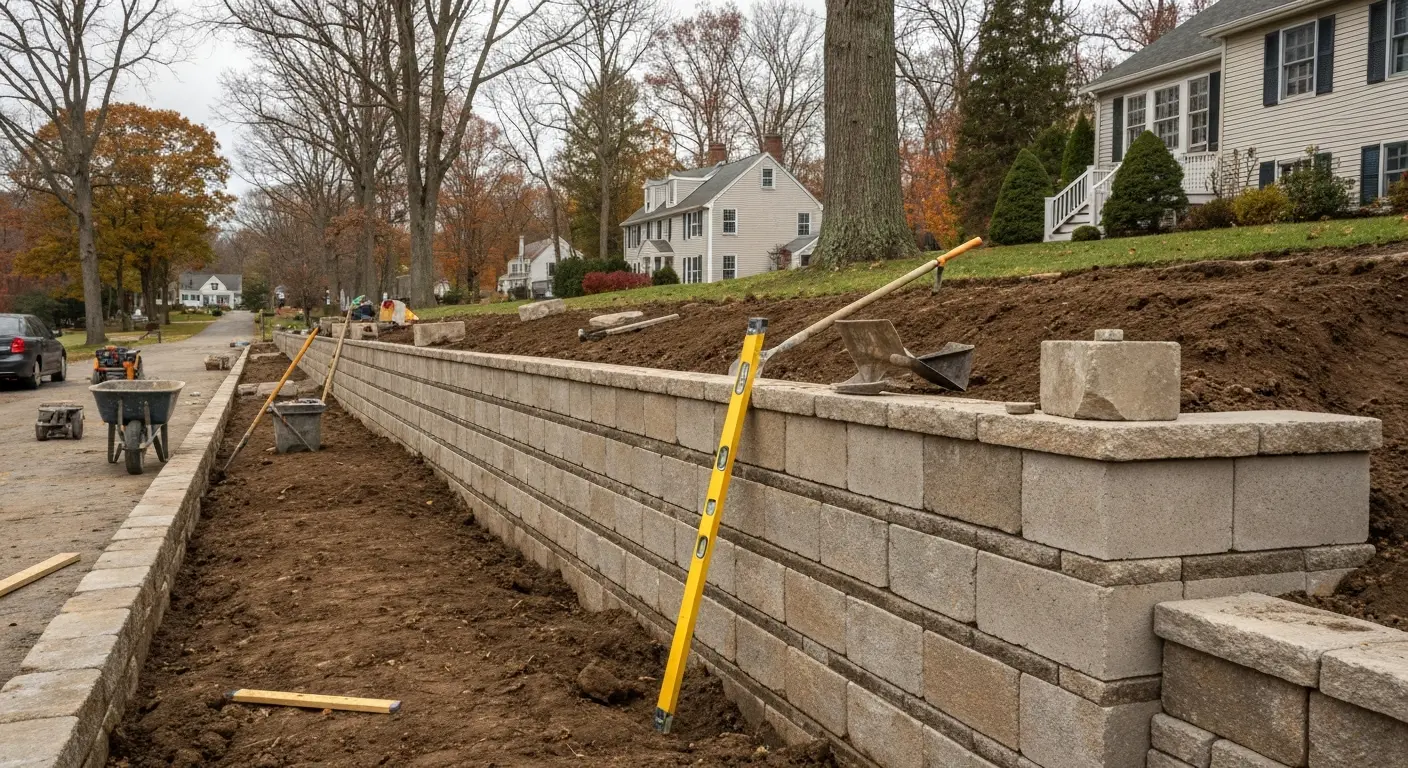 Retaining wall and foundation work