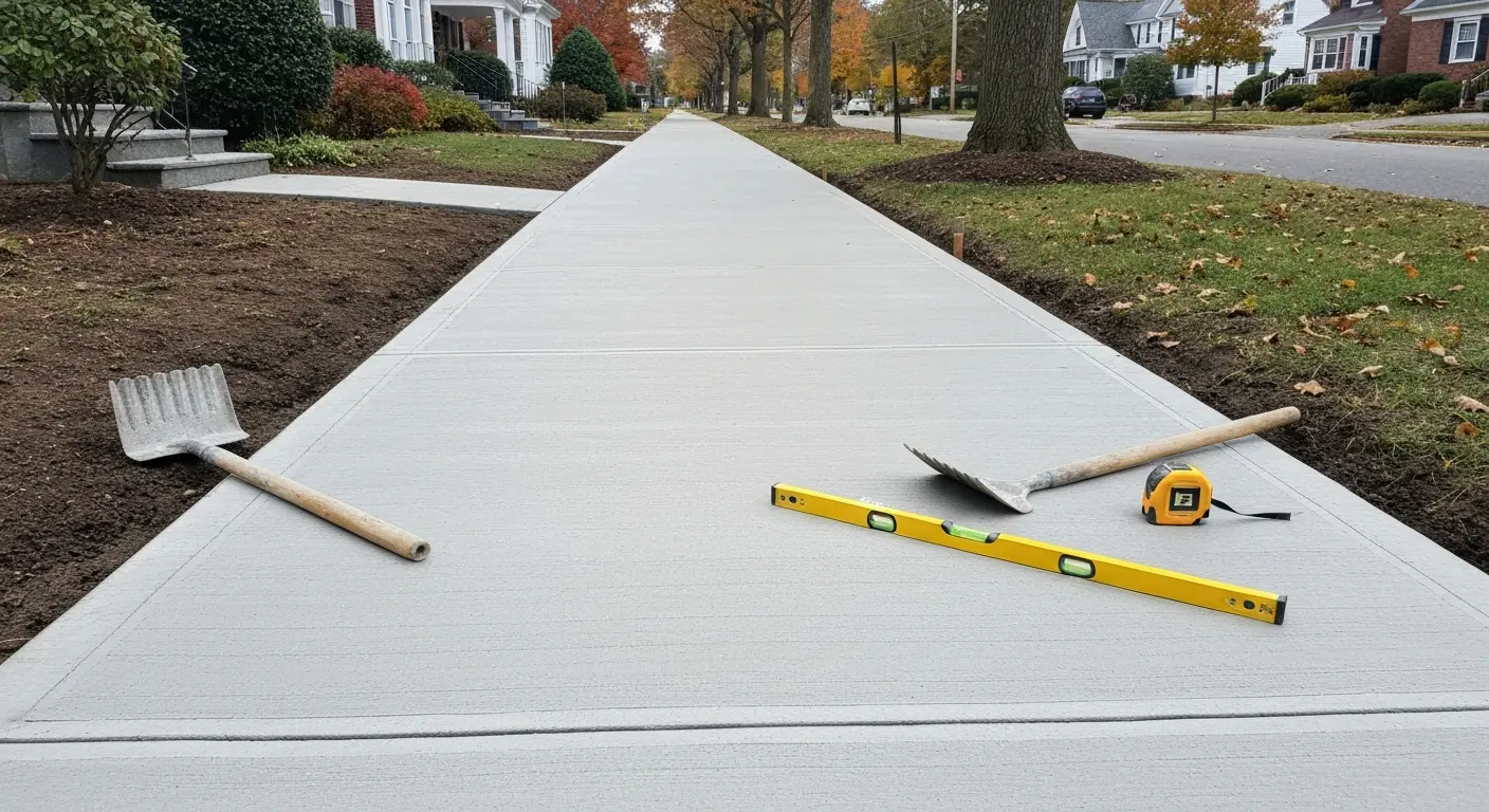 Concrete walkway installation