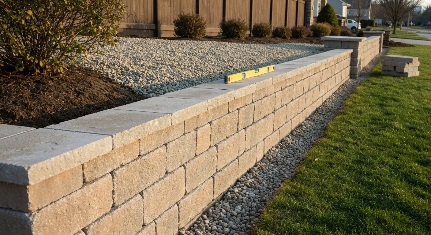Stone retaining wall