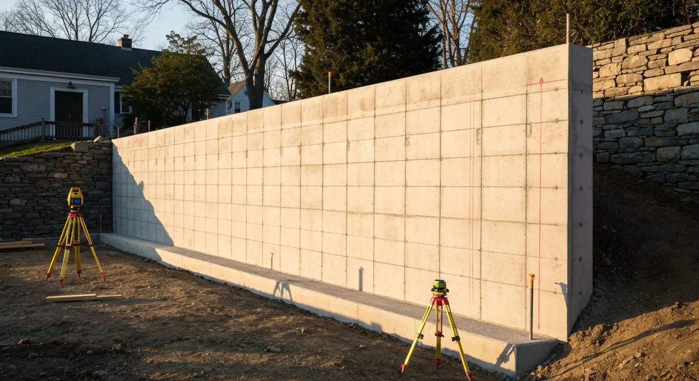 Reinforced concrete retaining wall