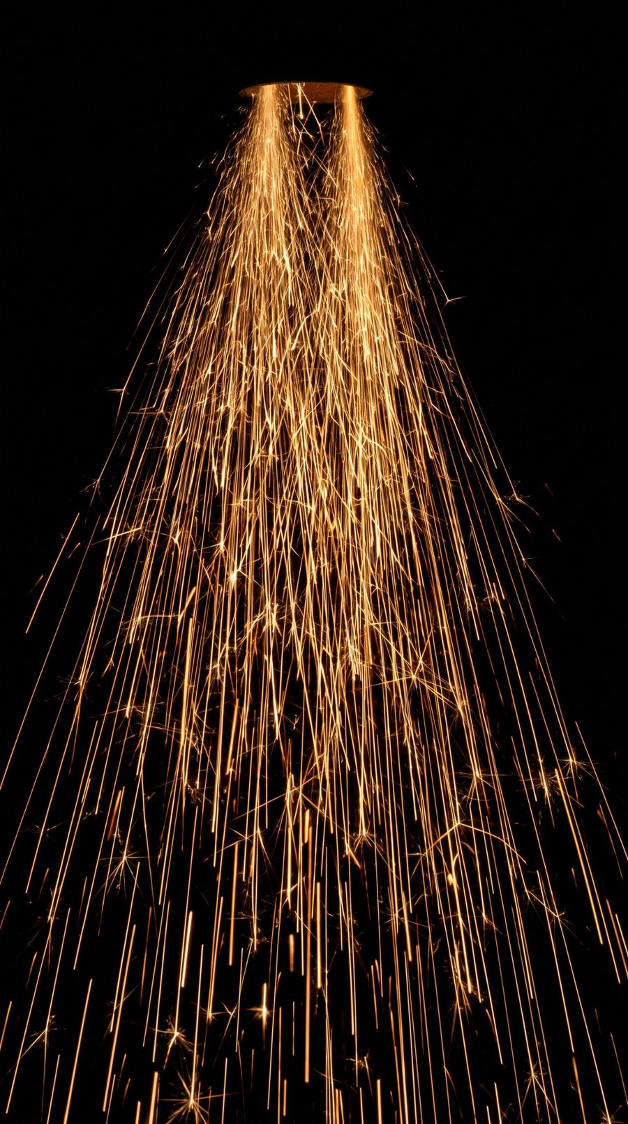 A curtain of golden sparks falling from above