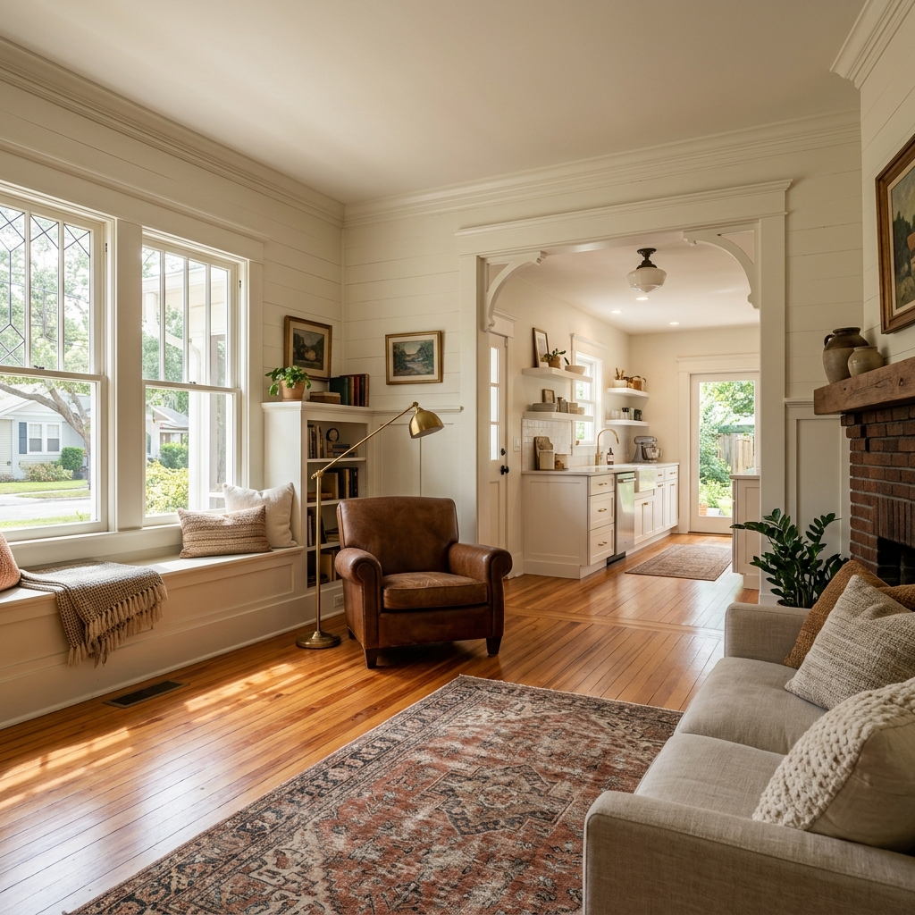Restored 1920s Old Northeast bungalow interior
