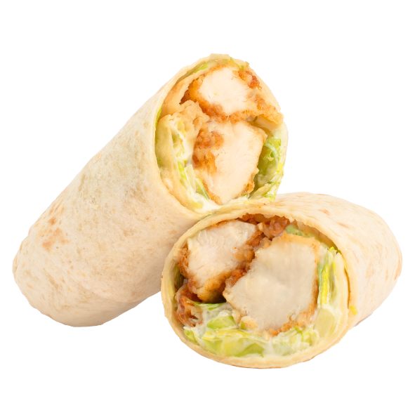 Chicken wrap with mayo and iceberg lettuce