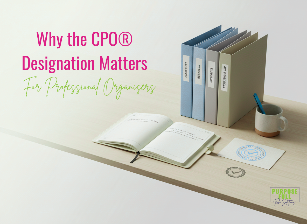 Professional organizer explaining why a designated CPO matters for business organization Professional organizer explaining why a designated CPO matters for business organization