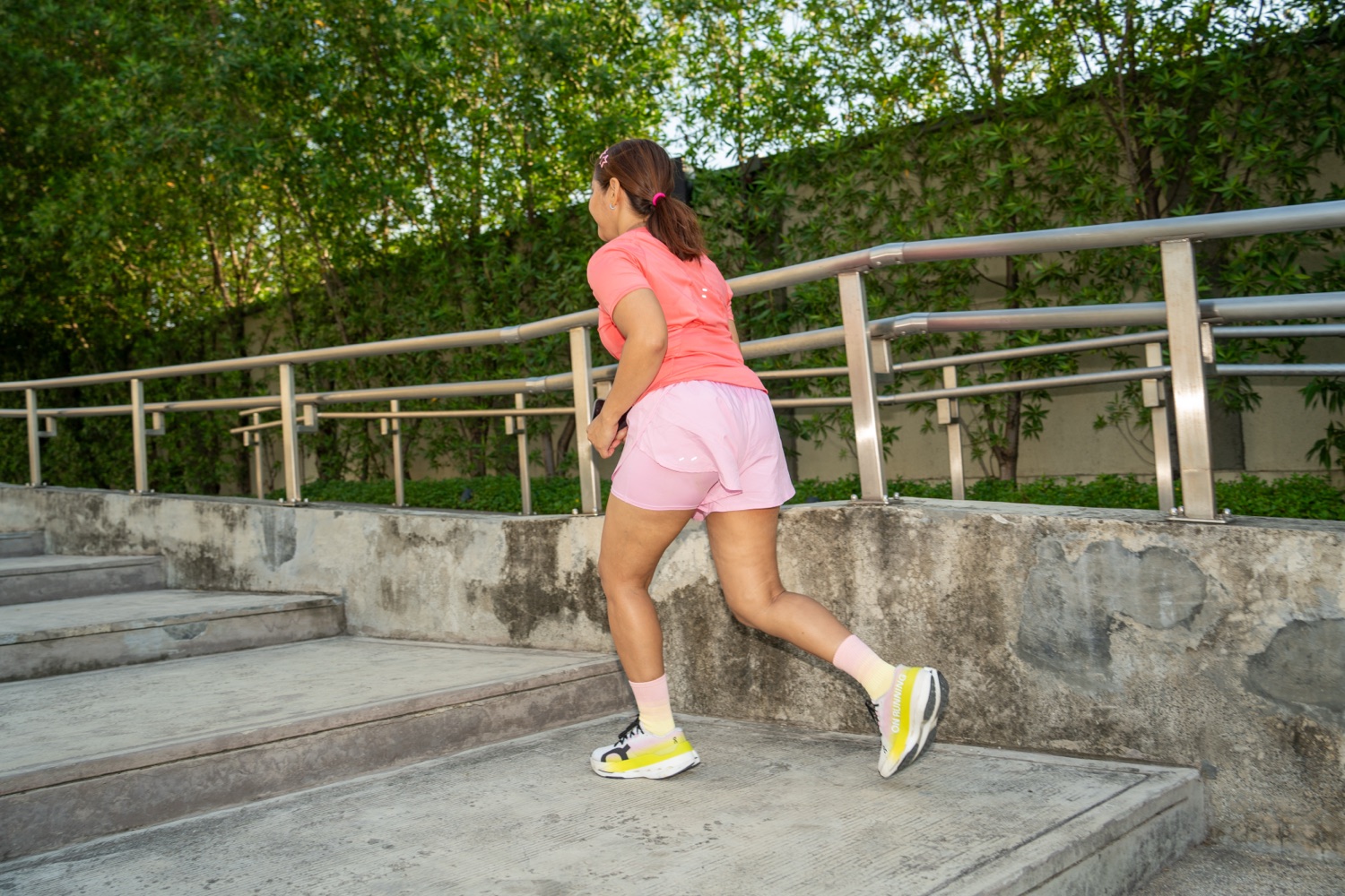 A member running up the steps