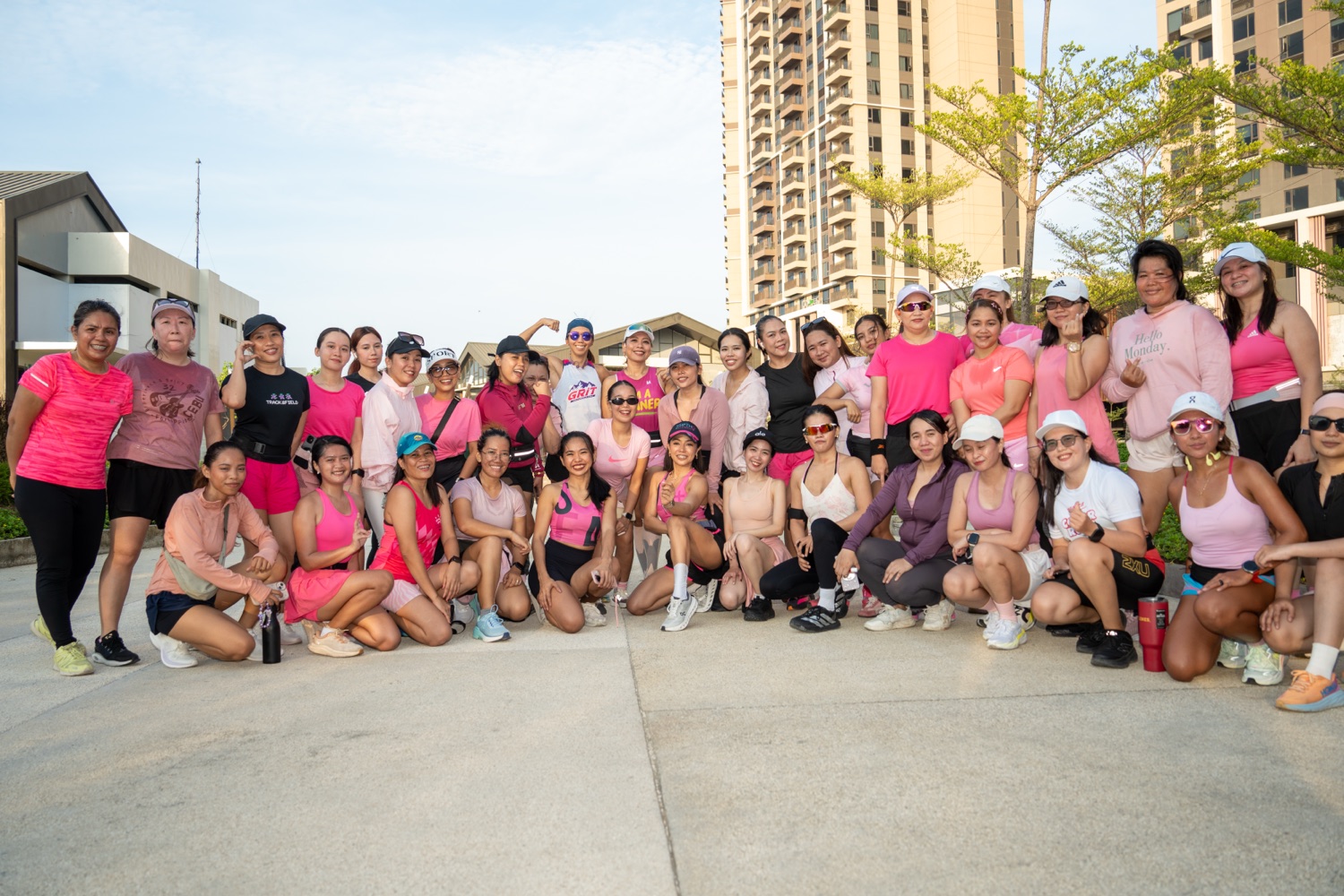 A wide group photograph of the Run Club