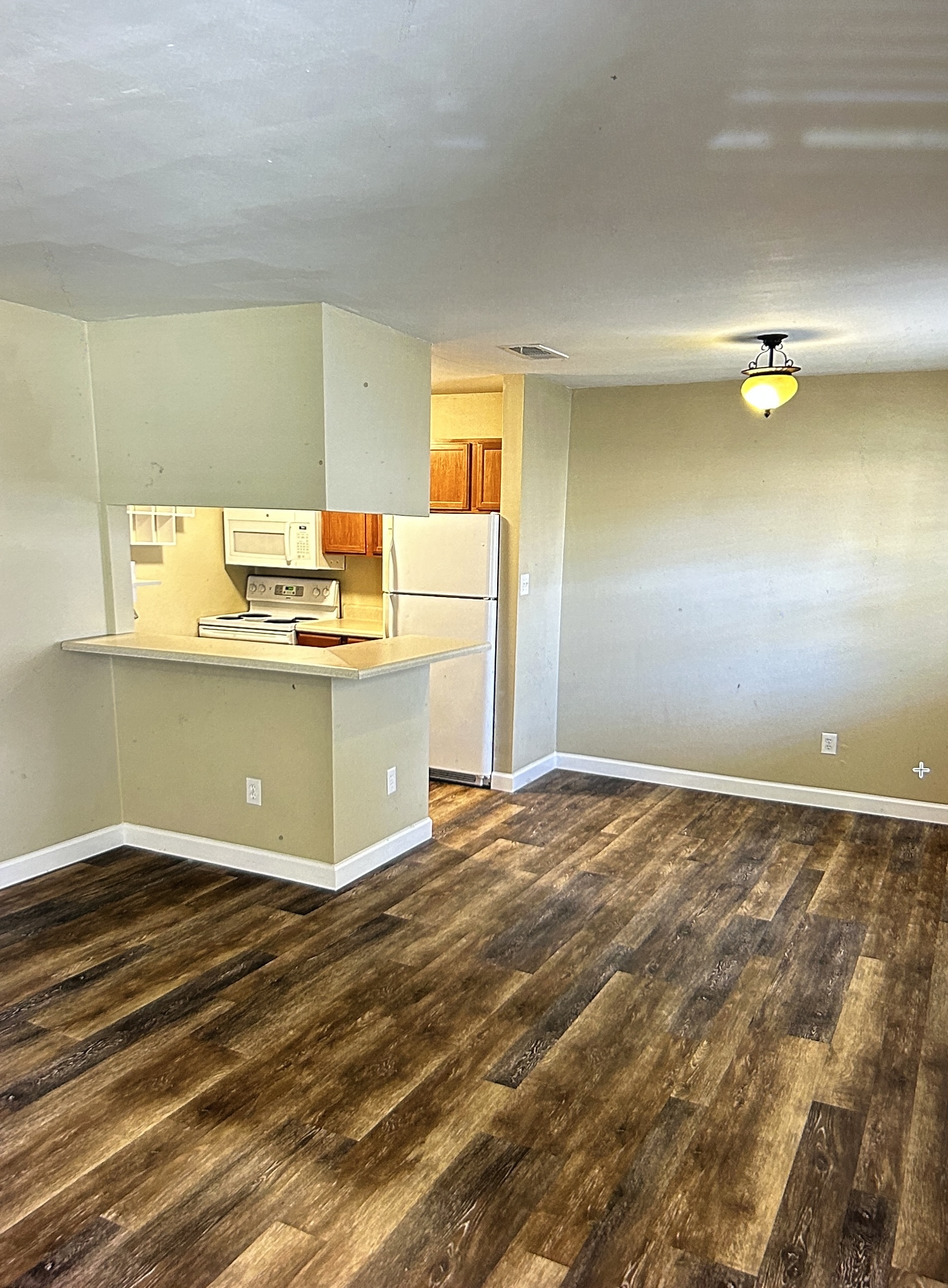 View from the living room into the kitchen