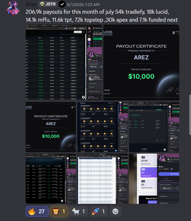 $206,900 In A Single Month — Across 7 funded firms — Tradeify, Lucid, MFFU, Topstep, Apex & more