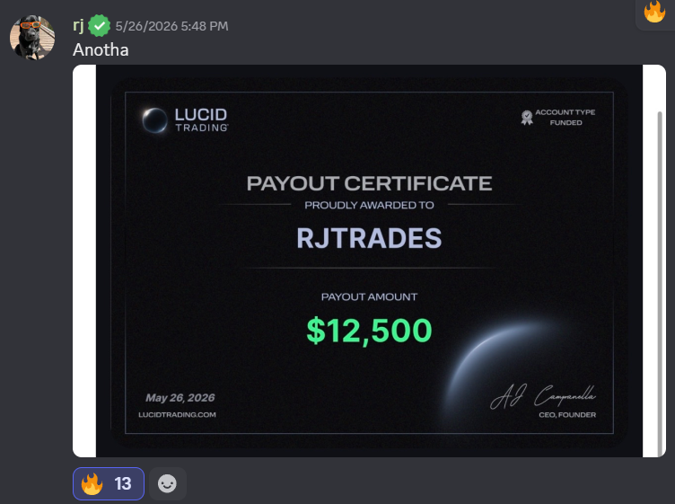 RJ's $12,500 Payout Certificate — "Anotha" — the five pending accounts from before, cashed in
