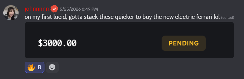 First Lucid Payout — $3,000 — "Gotta stack these quicker" — first-ever certificate, pending