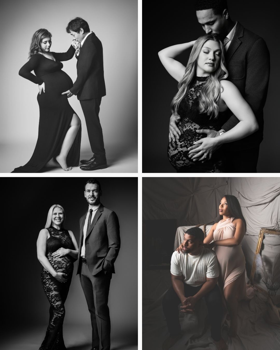 High fashion maternity photoshoot in Atlanta Georgia with couple in editorial styling