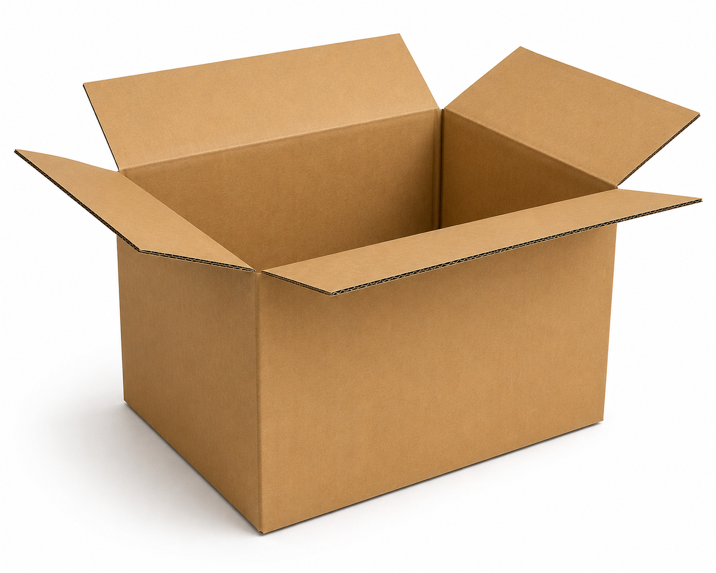 Regular Slotted Container (RSC) — FEFCO 0201 — the most common corrugated box style with center-meeting flaps